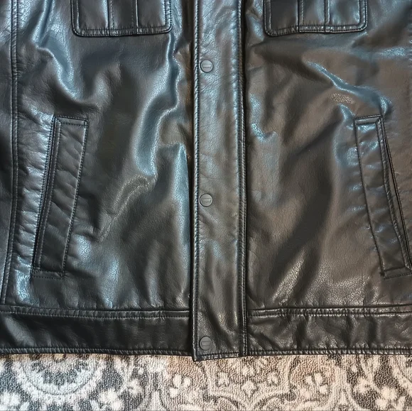 Levis Mens Faux Leather Aviator Jacket XL Black Sherpa Lined Moto Trucker Biker - Picture 3 of 14